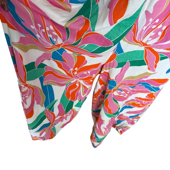 Lane Bryant Tropical Wide Leg  Floral Print Plus Size Jumpsuit With Spaghetti St - Picture 5 of 8